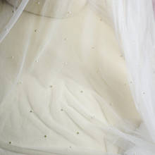1y/lot malha laço macio delicado pérola frisado malha vestido de casamento gaze tecido diy 2024 - compre barato
