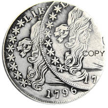 United States Of America 1796 Liberty Dollar Two Faces Error Silver Plated Copy Coin 2024 - buy cheap