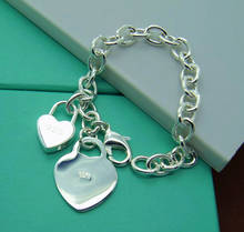 Fashion Jewelry 925 Sterling Silver Bracelet Heart Pendant Bracelet Men & Women Glamour Jewelry Gift 2024 - buy cheap