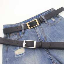 Women Belts For Dress Ladies 2020 New Fashion Spring Summer Fall Rectangle Buckle Silver Gold Belt 2024 - buy cheap
