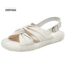 ZXRYXGS-Sandalias de piel auténtica para mujer, calzado suave y antideslizante, cómodo e informal, para verano, 2020 2024 - compra barato