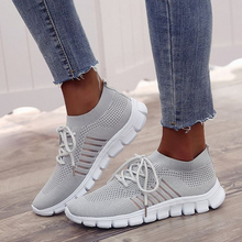 Women's Sneakers Breathable Knitted Casual Socks Shoes Lace up Spring Ladies Shoes Female Students Vulcanized Running Shoes 2024 - buy cheap