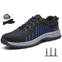 Sapatos de Trabalho dos homens XL Facada Impermeável Chapéu De Construção de Aço Do Dedo Do Pé calçado de Segurança Respirável Sapatos Ao Ar Livre Ao Ar Livre Formação Abrangente 2024 - compre barato