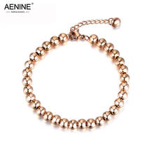 AENINE-pulsera de hilo de cuentas redondas para mujer, brazalete moderno de oro rosa de 4/6mm, cadena de eslabones de acero inoxidable, AB18023 2024 - compra barato