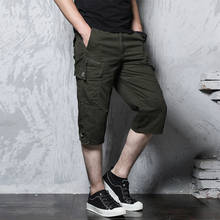 2020 Summer Mens Cargo Shorts Solid Cotton High Quality Knee Length Male Shorts Bermuda Military Casual Work Short Pants Men 2024 - buy cheap