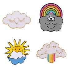 Smiling white clouds Beautiful rainbow Smiley Sun Lovely weather mood enamel brooch Cartoon Creative cowboy Sweater badge 2024 - buy cheap