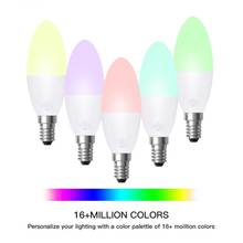 Bombilla LED inteligente con Bluetooth para el hogar, lámpara de vela con Control de voz, inalámbrica, WiFi, E12, E14, E22, E27, Alexa, asistente de Google 2024 - compra barato