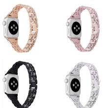 Металлический ремешок со стразами для Apple Watch series 7, 6, 5, 4, 44 мм, 40, iwatch SE, 3, 2, 38 мм, 42 мм, 41, 45 2024 - купить недорого