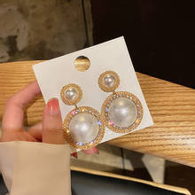 2020 Za New Hot Fashion Earring Gold Color Big Pearl Drop Earrings for Women Brincos Earing Wedding Jewelry Girl Gift 2024 - buy cheap