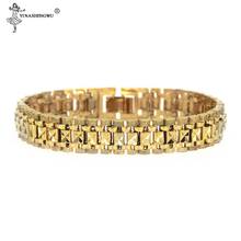 Hip Hop Bling helado chico hombres rapero pulsera de diamantes de imitación halcones Color oro Miami cubano enlace joyería brazaletes de cadena 2024 - compra barato