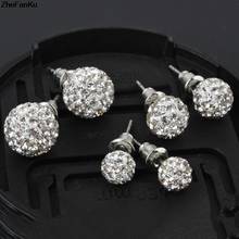 Brincos com bola de discoteca genuína de alta qualidade, brincos com strass austríaco cristalino de 10mm, 8mm e 6mm, 1 par 2024 - compre barato