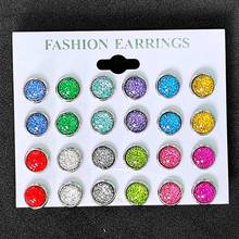 Stainless Steel Stud Earrings for Women Bohemian Colorful Acrylic Jewelry Wholesale 12pairs/lot 2024 - buy cheap