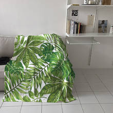 Tropical Green Leaf Plant Printed Flannel Blanket Soft Throw Blanket Machine Washable Blankets for Beds Customizable Travel 2024 - buy cheap