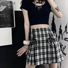 Mini Skirts Women Summer Chic Plaid Sexy Harajuku Lace-up Design BF Style Teens Party All-match Stylish A-line Girl Streetwar 2024 - buy cheap