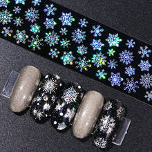 5pcs Christmas Mix Snowflake Nail Art Transfer Foil Nail Wraps Decals Holographic Laser Silver Starry Sticker Decoration JI751 2024 - buy cheap