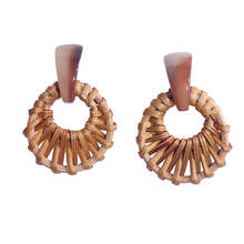 Handmade Bohemia Round Rattan Drop Earrings For Women Straw Weave Rattan Knit Vine Unique Dangle Earrings Fashion Jewelry Gift 2024 - buy cheap
