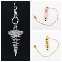 Reiki-péndulo de Metal, amuleto de cono en espiral, Péndulo de pirámide de primavera para espiar, punto curativo, dijes de adivinación, pendulo de meditación 2024 - compra barato