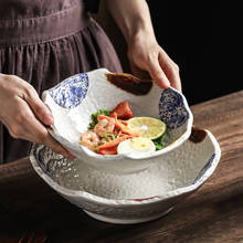 10 Inch Japanese Art Ceramic Cooking Soup Noodle Bowl   Home 8 Inch Irregular Sashimi Fruit Salad Dessert Bowl Kitchen Tableware 2024 - compre barato