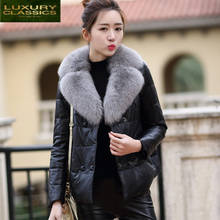 Natural Sheepskin Coat 100% Female Winter Real Fox Fur Collar Duck Down Jacket Women Korean Genuine Leather Down Jackets Hiver 2024 - buy cheap