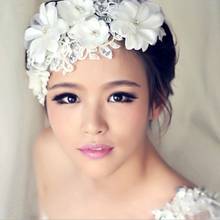 Vestido de novia con flores de encaje blanco, joyería de perlas de boda, accesorios para el cabello hechos a mano, decoración para el cabello para fiesta de graduación y boda 2024 - compra barato