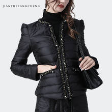 Luxury Diamond-studded Women Winter Down Jacket Warm Lightly Short Black Coat Top Female Fashion Outwear Slim Duck Down Jackets 2024 - buy cheap