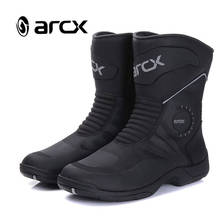 Arcx botas da motocicleta dos homens botas de motocross à prova dwaterproof água botas moto genuíno couro de vaca sapatos de motocicleta preto 2024 - compre barato