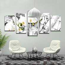 Hd Print Beautiful White Flowers Exquisite Art Poster 5 Piece Canvas Painting Photo Living Room Home Decoration No Frame 2024 - buy cheap