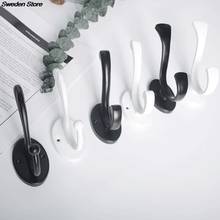 1pc Heavy Duty Coat Hooks Wall Mounted For Hat Hardware Dual Prong Retro Coat Hanger Black White Color 2024 - buy cheap