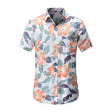 Dioufond Mens Short Sleeve Floral Beach Hawaiian Ahola Shirt Print Cotton Clothing Casual Slim Fit Button Down Man Shirts 2024 - buy cheap
