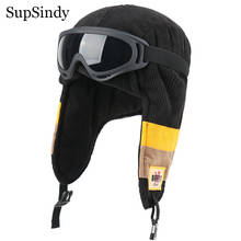 SupSindy Army Military Ushanka Men&Women Windproof Winter Bomber Hats with Goggle Cotton Warm Hat Pilot Earflap Trapper Snow Cap 2024 - buy cheap