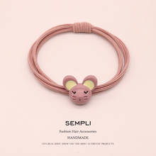 Sempli Good Quality Alloy Mouse Charm Elastic Hair Bands Girls High Elasticity Nylon Hand Knotted Women Kid Children Rubber Band 2024 - buy cheap