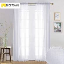 NICETOWN-cortinas transparentes de lino de imitación para ventana de habitación, con bolsillo de varilla, para sala de estar 2024 - compra barato