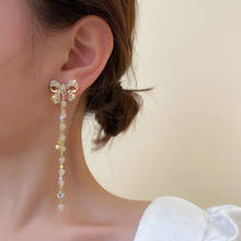 Korean Style Pearls Tassel Dangle Earrings Geometric Crystal Long Earrings for Women 2021 New Trendy Jewelry Accessories 2024 - buy cheap