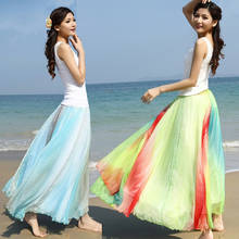 TingYiLi-Falda larga de estilo bohemio para mujer, falda elegante de colores del Arcoíris, rojo, verde y azul, ideal para playa y verano 2024 - compra barato