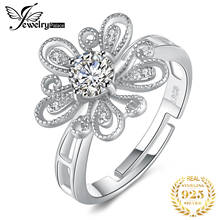 Женское кольцо с кубическим цирконием JewelryPalace, регулируемое кольцо с цветком из фианита, 925 пробы, серебро 2024 - купить недорого