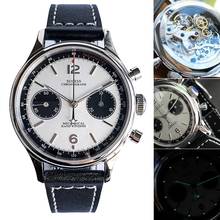 Reloj Mecánico de cuero para hombre, cronógrafo con manecillas luminosas, movimiento Manual de gaviota ST1901, Panda 2021, 1963 2024 - compra barato