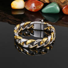 Europeu e americano moda tendência aço inoxidável ouro suave titânio aço masculino pulseira 2024 - compre barato