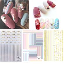 1Lot Gold Silver Designs Nail Art Sticker set Watermark DIY Snowflake Line Colorful Tips Nail Decals Manicure Tools 2024 - buy cheap