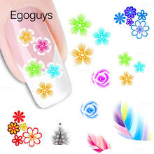 1PC Colourful Flower Series Nail Art Transfer Stickers DIY Water Nail Decals Leaf Rose Peony Lotus Decor Slider Decorations Tips 2024 - buy cheap