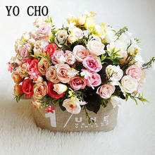 10 cabeças 3 botões flores artificiais rosas de seda noiva bouquet falso flores para casa fontes festa de casamento diy decoração rosas flores 2024 - compre barato