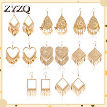 ZYZQ Fashion Baroque Drop Earrings For Women Nice Elegant Geometric Tassel Pendant Heart Shaped Jewel Drop Earrings Hot Selling 2024 - buy cheap