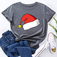 Funny T Shirt Women Graphic Tee Merry Christmas Hat Printed T Shirt Short Sleeve Fashion Cute Christmas Tops Camiseta Mujer 2024 - buy cheap