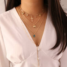 24 estilos colares femininos moda pêssego coração cruz cristal geométrico multicamadas colar de ouro boêmio acessórios de joias 2024 - compre barato