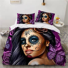 Family sets Euro Bed linen set for home Bedding Set duvet cover 150*200 200*220 size Bed Cover 4pcs Skull Madam purple drop 2024 - buy cheap