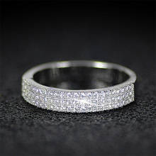 Huitan anel de casamento feminino, anel delicado com cristal brilhante zircônio cúbico micro empedrado, presente fino para mulheres 2024 - compre barato
