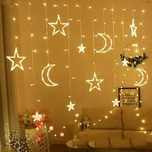 220V LED Moon Star Christmas Lights Outdoor Garland String Fairy Curtain Light For Home Wedding Party Decorations 2024 - buy cheap