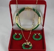 Joyería de moda, collar de piedra verde, pendientes, conjunto de pulseras, joyería para fiesta de boda 2024 - compra barato