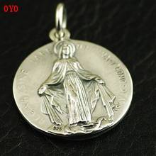 Colgante de plata tailandesa 925 importado de Tailandia con estatua de pie de doble cara de Jesús y la Virgen 2024 - compra barato