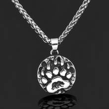 Stainless steel Nordic Viking Amulet Rune small Bear paw Necklace with valknut gift bag 2024 - buy cheap