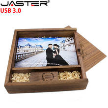 JASTER Custom LOGO New Wood Photo Box + Acrylic Lid +Wooden Square USB 3.0 4GB 8GB 16GB 32GB 64GB Memory flash stick Pendrive 2024 - buy cheap